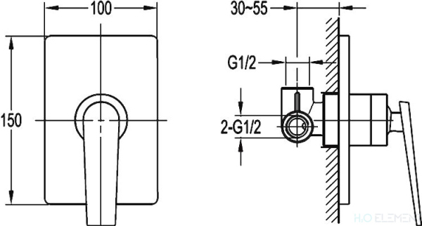 Смеситель Cezares Baden F DIM 01 С ВНУТРЕННЕЙ ЧАСТЬЮ, для душа