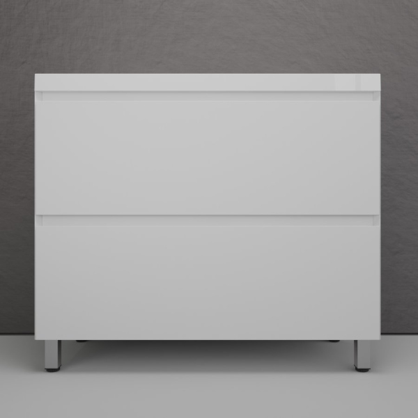 Тумба без раковины напольная "Манхэттен 100" ЭМАЛЬ 100 2 ящика PLUS белый матовый, ЛС-00002368