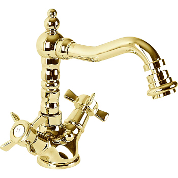LORD-BS2-03/24 Смеситель на биде c донным клапаном золото, ручки золото