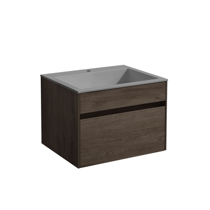 Тумба с раковиной Vincea Chiara 600 подвесная, 1 выкатной ящик soft-close, R.Oak, VMC-2C600RO+VCB-13600G