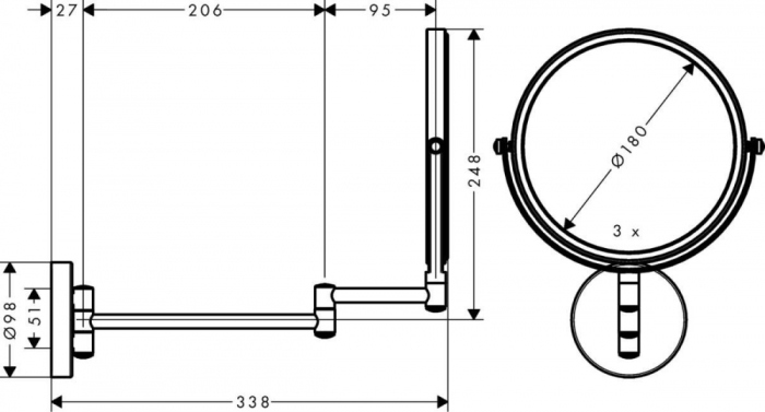 Косметическое зеркало Hansgrohe Logis Universal 73561000