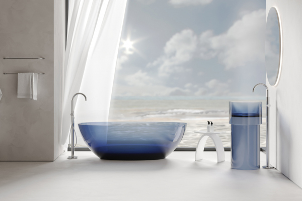 Раковина отдельностоящая прозрачная ABBER Kristall AT2701Saphir-H синяя