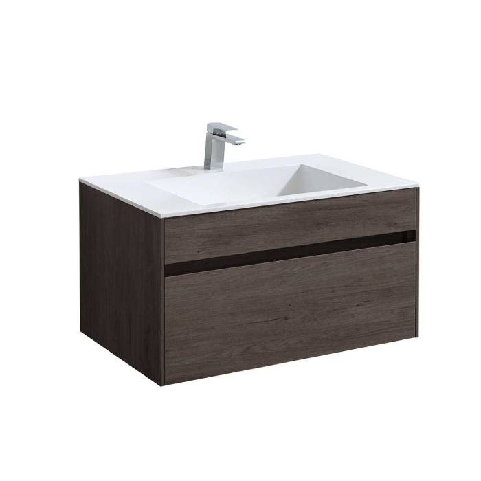 Тумба с раковиной Vincea Chiara 800 подвесная, 1 выкатной ящик soft-close, R.Oak, VMC-2C800RO+VCB-13800G