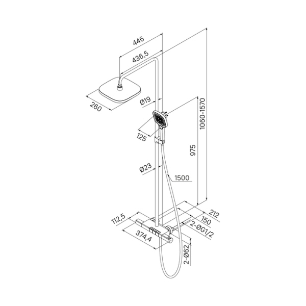 Душевая система с тропическим душем с термостатом IDDIS SpaHome (SPHBLTKi06)