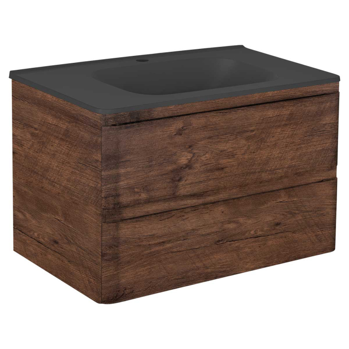 Тумба с раковиной Vincea Vico 800 подвесная, 2 выкатных ящика soft close, R.Wood, VMC-2V800RW+VCB-2VP800W