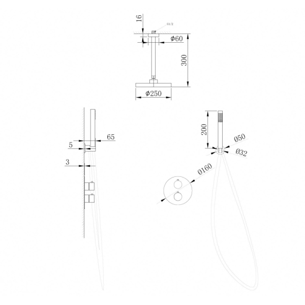 Душевая система ABBER Wasser Kreis AF8121NG скрытого монтажа без излива, никель