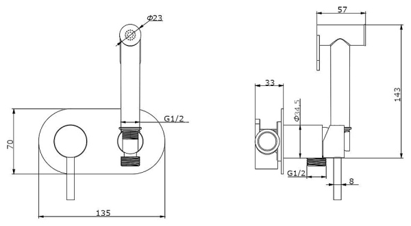 Гигиенический душ встраиваемый RUSH Capri (CA1435-96)