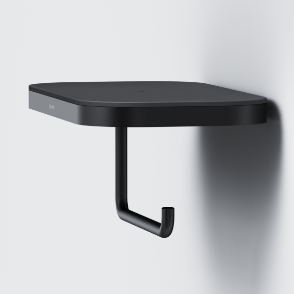 Держатель для туалетной бумаги с полкой, черный AM.PM Func, A8F341422