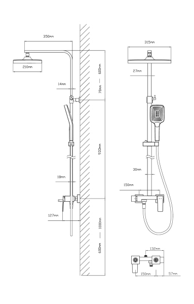 Душевая стойка Vincea Cube VSFS-4C12CH с изливом, хром