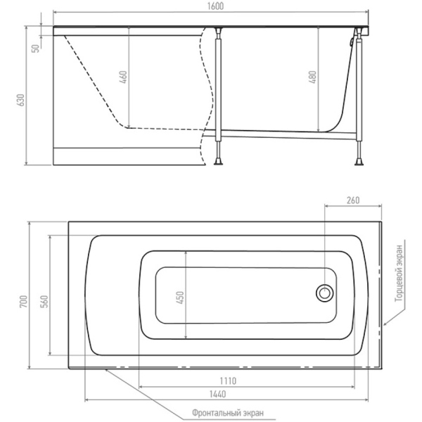 Ванна Alex Baitler GARDA 160х70 пустая