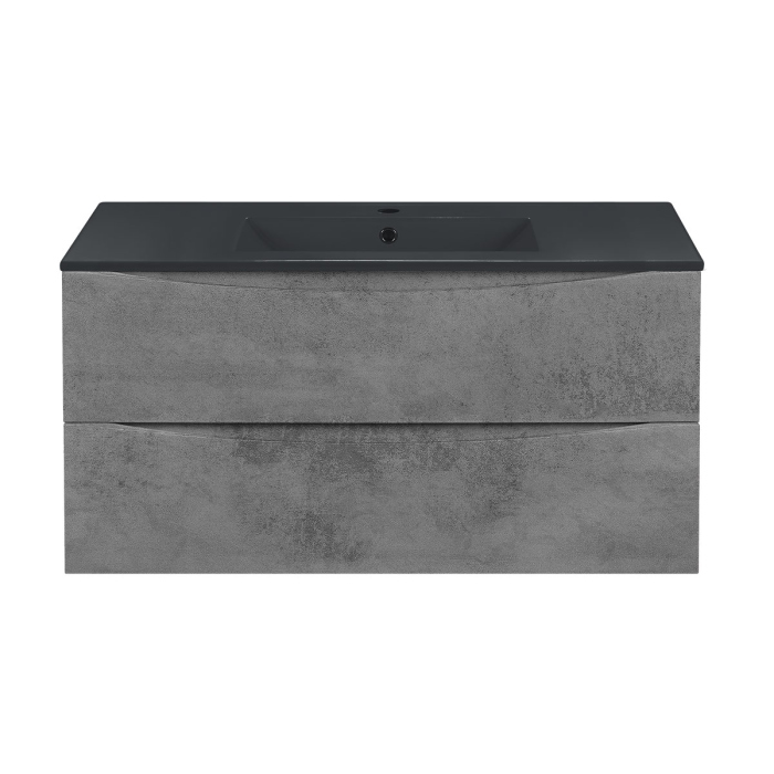 Тумба с раковиной Vincea Mia 1000 подвесная, 2 выкатных ящика soft close, Beton, VMC-2MC100BT+VBS-13100MB