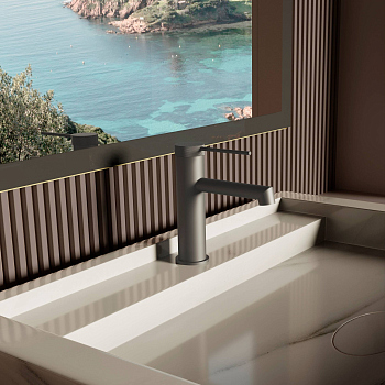 Смеситель для раковины Vincea Rim VBF-2RM1GM однорычажный, вороненая сталь