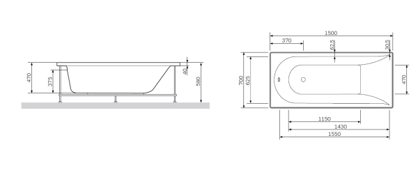 Каркас для ванны AM.PM Spirit 150x70