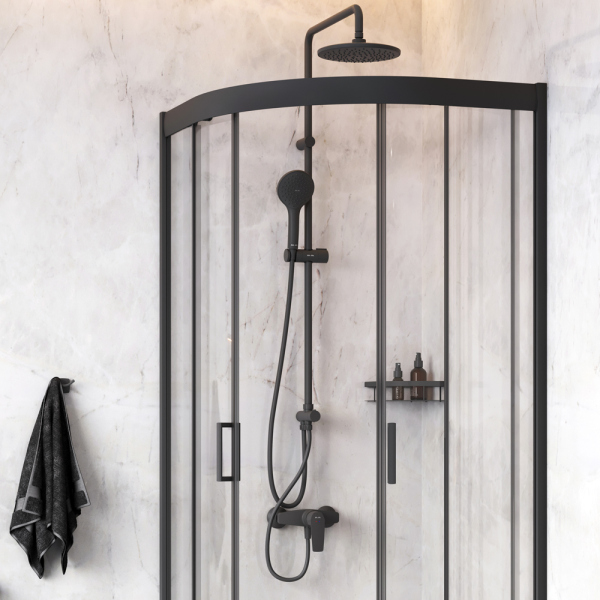 Комплект 5 в 1 для ванной Am.Pm Gem WK90EM душевой уголок 80х80, черный