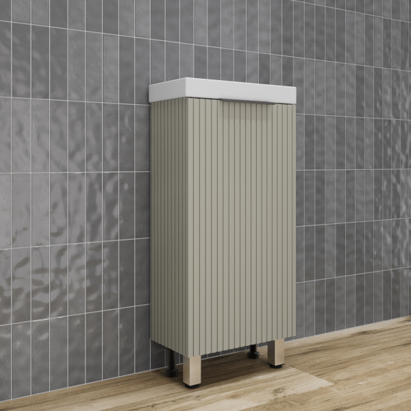 Тумба без раковины напольная "СОЛО" универсальная (Como 40) Санд серая галька, ЛС-00002430