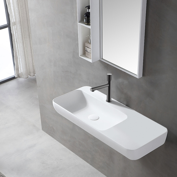 Смеситель для раковины Vincea Groove VBF-4G1GM, вороненая сталь