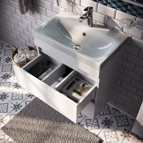 Тумба с раковиной IDDIS подвесная с ящиками, белая, 60 см, Zodiac. (ZOD6CB0i95K)