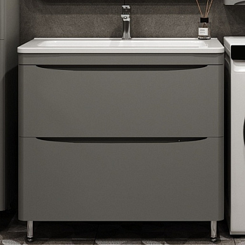 Тумба без раковины Style Line напольная "Бергамо мини 90" (2 ящ.) серый, PLUS, СС-00002362