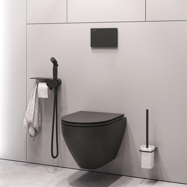 Набор подвесной унитаз с гигиеническим душем, черный AM.PM Spirit V2.0, CK70H1103B