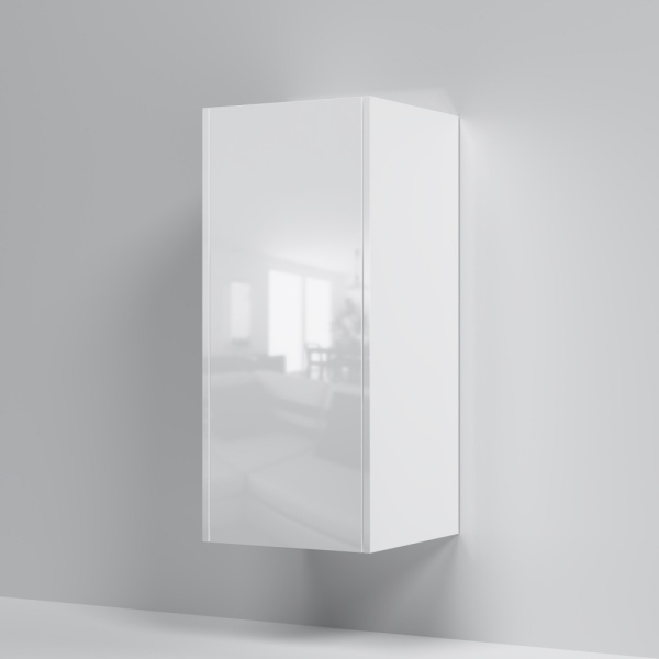 Шкаф с полками 40 см, высота 90 см, белый глянец, универсальный AM.PM Func, M8FCH04029WG