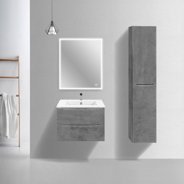 Тумба с раковиной Vincea Mia Slim 700 подвесная, Beton, VMC-2MC700S1BT+VBS-13970S1