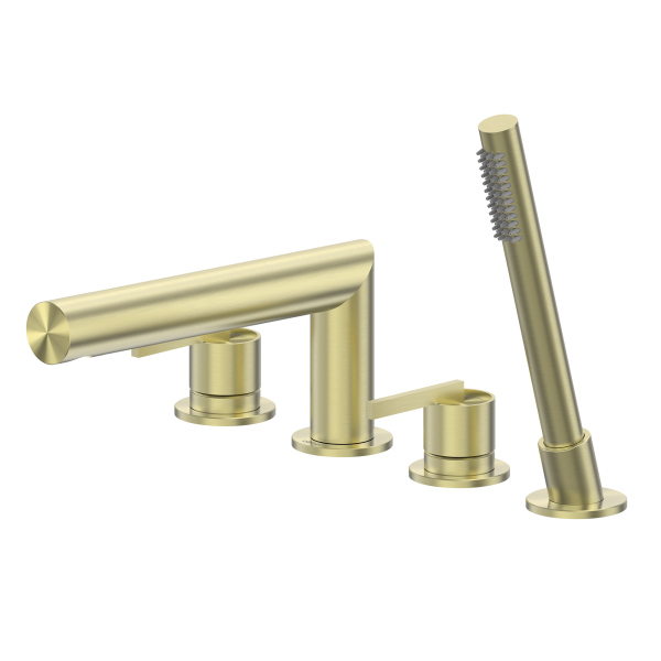 Смеситель ABBER Perfekte 316 AF8A13BG на борт ванны с лейкой, золото брашированное