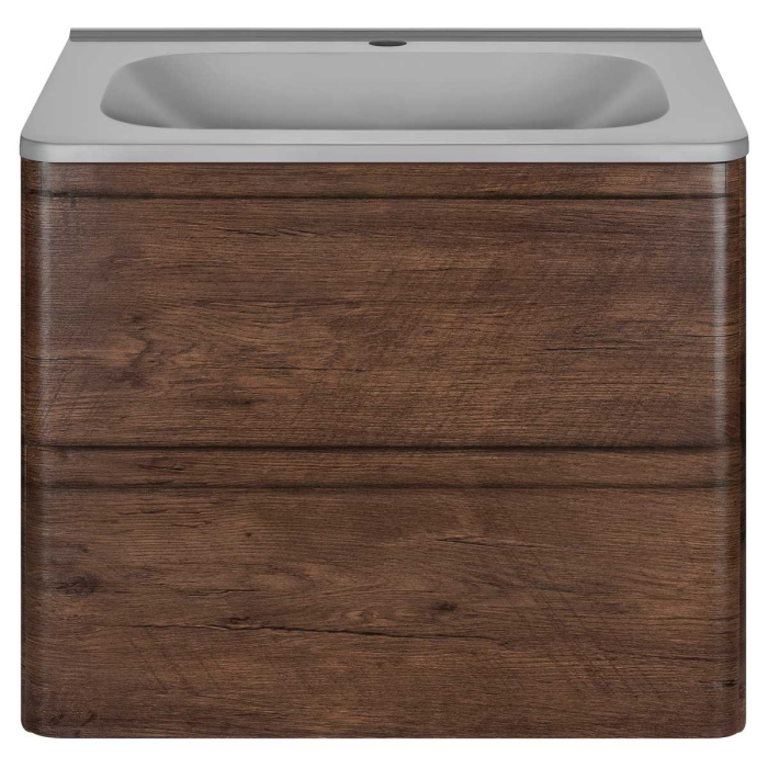 Тумба с раковиной Vincea Vico 600 подвесная, 2 выкатных ящика soft close, R.Wood, VMC-2V600RW+VCB-2VP600B