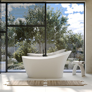 Ванна из искусственного камня ABBER Stein AS9618 белая матовая