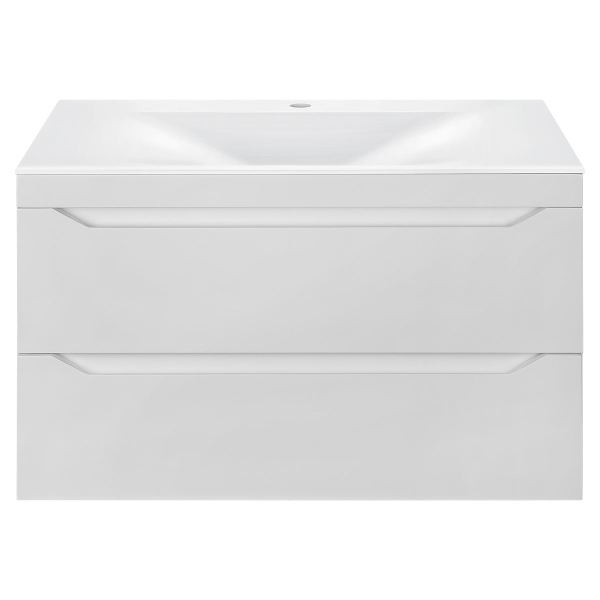 Тумба с раковиной Vincea Fine 800 подвесная, 2 выкатных ящика soft close, G.White, VMC-2F800GW+VCB-1F800W