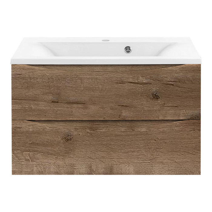 Тумба с раковиной Vincea Mia 800 подвесная, 2 выкатных ящик soft close, V.Oak, VMC-2MA800VO+VCB-3M800W