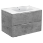 Тумба с раковиной Vincea Paola 800 подвесная, 2 выкатных ящика soft close, Beton, VMC-2P800BT+VCB-2VP800W