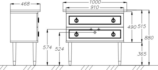 Тумба с раковиной Smile Порто 100 белая, хром