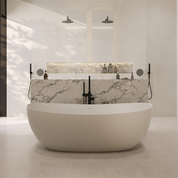 Ванна из искусственного камня ABBER Stein AS9615-1.8 белая матовая