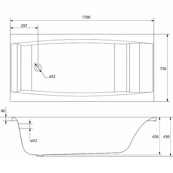 Ванна Cersanit прямоугольная VIRGO 170x75