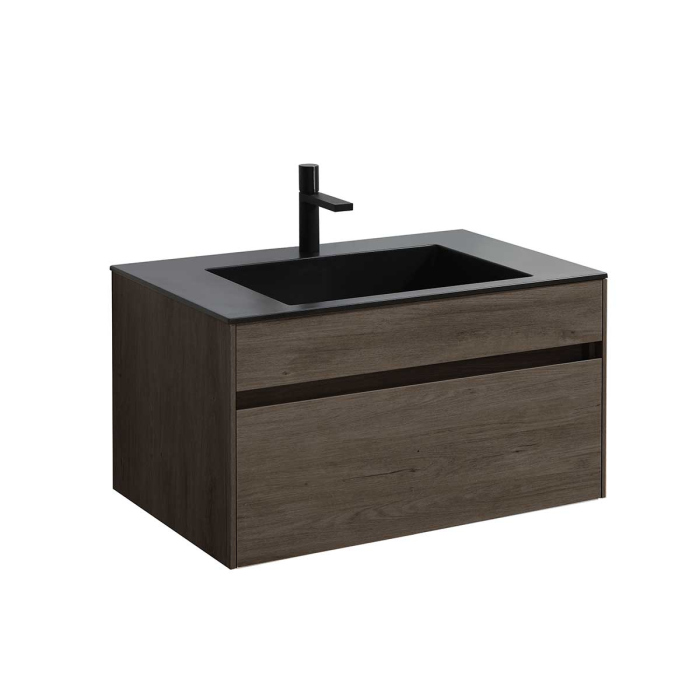 Тумба с раковиной Vincea Chiara 800 подвесная, 1 выкатной ящик soft-close, R.Oak, VMC-2C800RO+VCB-13800B