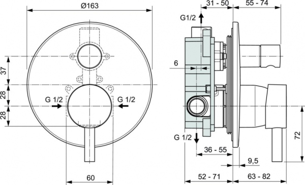 Смеситель Ideal Standard Ceraline A6939AA для ванны с душем