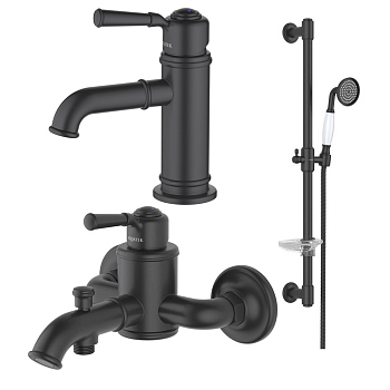 Комплект смесителей Aquatek Классик AQ1530MB Черный матовый