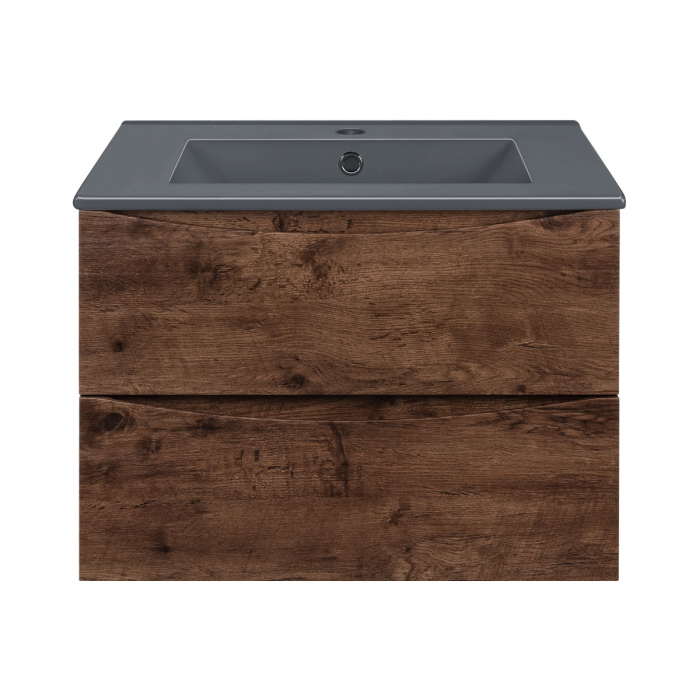 Тумба с раковиной Vincea Mia 600 подвесная, 2 выкатных ящика soft close, R.Wood, VMC-2MC600RW+VBS-13960MA