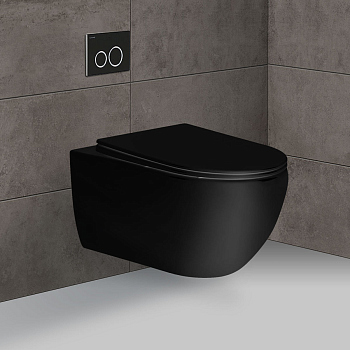 Унитаз подвесной Vincea Evo VT1-34MB безободковый, цвет матовый черный, soft-close сиденье
