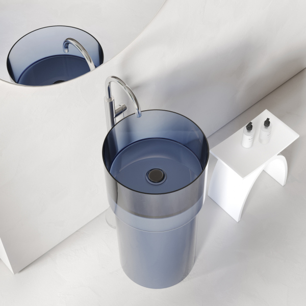 Раковина отдельностоящая прозрачная ABBER Kristall AT2701Saphir синяя