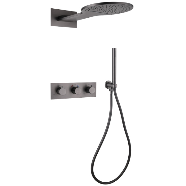 Душевая система ABBER Wasser Kreis AF8151NG скрытого монтажа без излива, термостат, никель