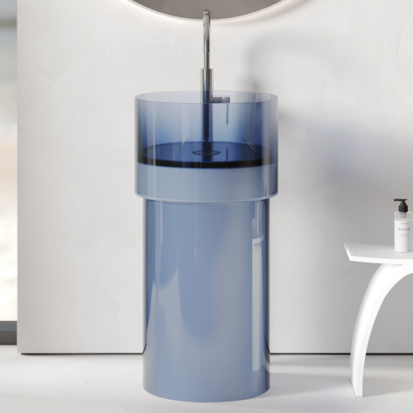 Раковина отдельностоящая прозрачная ABBER Kristall AT2701Saphir синяя