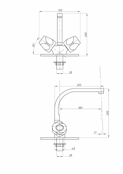Смеситель для кухни FAUZT FZs-274-76 тип См-МДЦБА