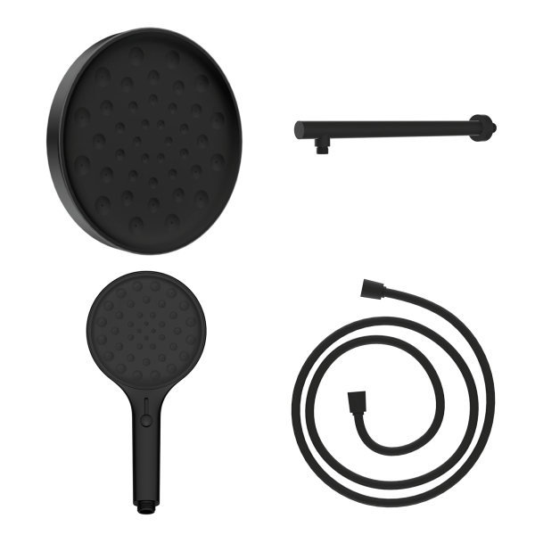 Комплект Vincea Inspire VSHH-3I2AHMB, верхний душ с держателем, ручной душ с шлангом, черный