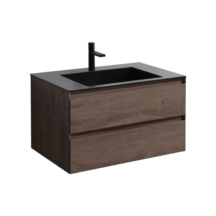 Тумба с раковиной Vincea Luka 800 подвесная, 2 выкатных ящика soft-close, R.Oak, VMC-2L800RO+VCB-13800W