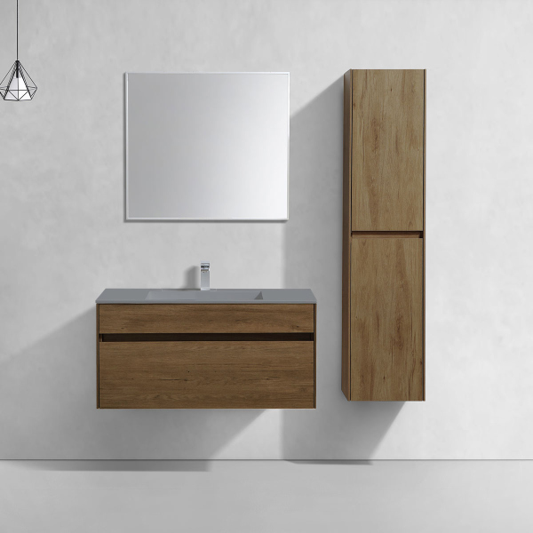 Тумба с раковиной Vincea Chiara 1000 подвесная, 1 выкатной ящик soft-close, T.Oak, VMC-2C100TO+VCB-13100B