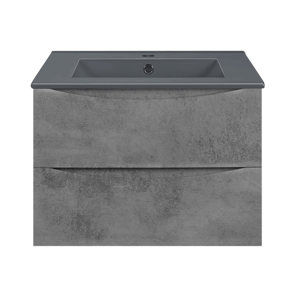 Тумба с раковиной Vincea Mia 600 подвесная, 2 выкатных ящика soft close, Beton, VMC-2MC600BT+VBS-13960MB