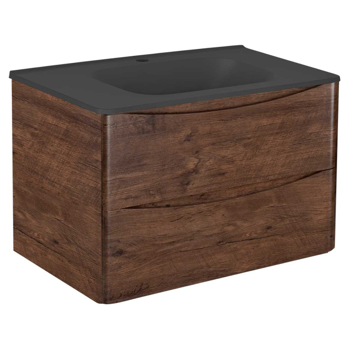 Тумба с раковиной Vincea Paola 800 подвесная, 2 выкатных ящика soft close, R.Wood, VMC-2P800RW+VCB-2VP800W