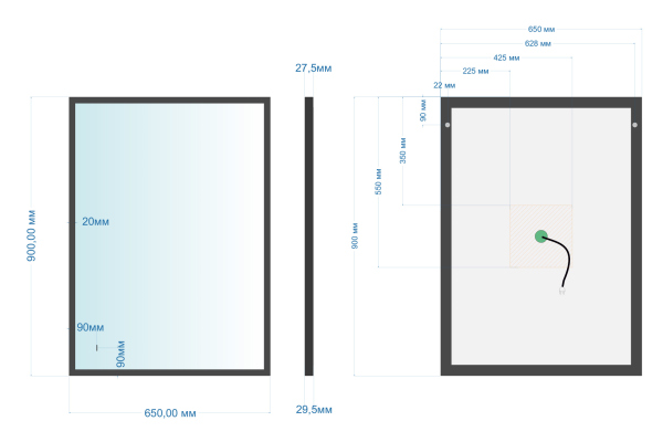 Зеркало ABBER See AG6110SC-0.65 с подсветкой, бесконтактный выключатель, диммер, черный