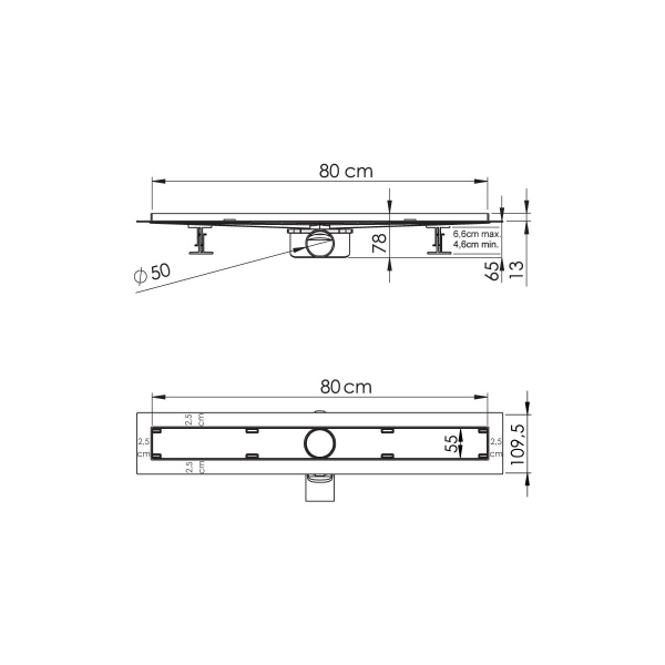 Душевой лоток Vincea Say ALMIRA -S 602.80.S.U, 80 см, под плитку